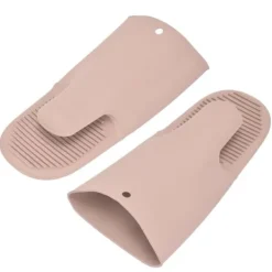 Silikon Värmeisoleringshandskar Förtjockade Anti-Slip Ugnsvantar Handskar för mikrovågsgrillNordic Pink