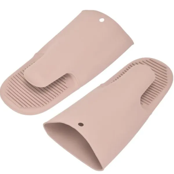 Silikon Värmeisoleringshandskar Förtjockade Anti-Slip Ugnsvantar Handskar för mikrovågsgrillNordic Pink