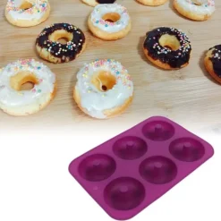 Silikone Donut Bageform med 6 Hulrum, Donut Chokoladeform, Mikrobølgeovns-Frysersikker (Lilla) Sale