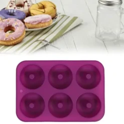 Silikone Donut Bageform med 6 Hulrum, Donut Chokoladeform, Mikrobølgeovns-Frysersikker (Lilla) Sale