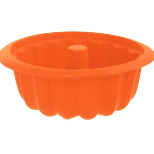 Udstikkere>Silikone kage-bageform med skorsten, orange, 26 cm, SILLINIE ORION 151733