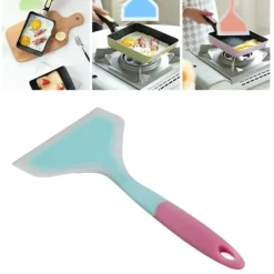 Silikone Spatel Non-Stick Skridsikker Silikone Madlavningsspatel til Tamagoyaki Pizza Steak (Himmelblå Pink Håndtag) Outlet