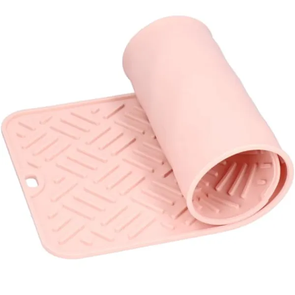 Måtter & Gitter Til Køkkenvaske>Silikone Varmeisoleringspude Skrivebord Anti-Skoldning Vandtæt Silikonepude til Hjemmekøkken (Pink, 45x20cm)