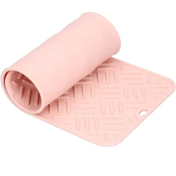 Måtter & Gitter Til Køkkenvaske>Silikone Varmeisoleringspude Skrivebord Anti-Skoldning Vandtæt Silikonepude til Hjemmekøkken (Pink, 45x20cm)