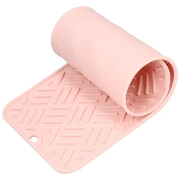 Måtter & Gitter Til Køkkenvaske>Silikone Varmeisoleringspude Skrivebord Anti-Skoldning Vandtæt Silikonepude til Hjemmekøkken (Pink, 45x20cm)