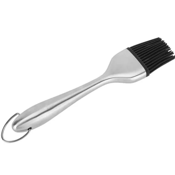 Silikonebørste Rustfrit stålhåndtag Højtemperaturbestandig Køkkenbagning Grill Sauce OliebørsteHult håndtag Rundt Hoved S Discount