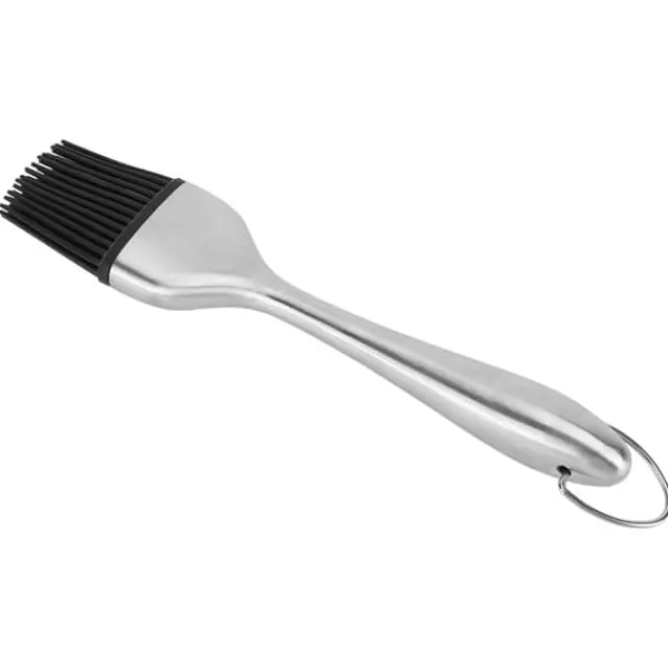 Silikonebørste Rustfrit stålhåndtag Højtemperaturbestandig Køkkenbagning Grill Sauce OliebørsteHult håndtag Rundt Hoved S Discount