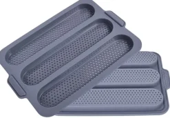 Silikoneform til bagning af baguetter, boller, perforeret, 3 slidser Clearance