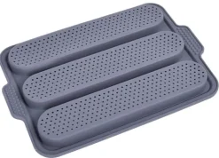 Silikoneform til bagning af baguetter, boller, perforeret, 3 slidser Clearance