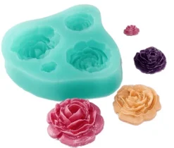 Udstyr Til Kagedekoration>Silikoneform til sukkerpasta 3D ROSE 4 stk.