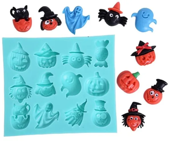 Udstyr Til Kagedekoration>Silikoneform til sukkerpasta Halloween spøgelsesgræskar edderkop