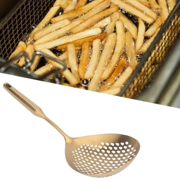 Skimmerøse 304 Rustfrit Stål Fødevaregodkendt Langt Håndtag Stor Flow Skimmerske Til Køkken Guld Sale