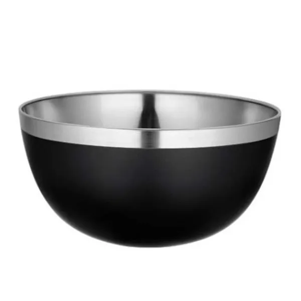 Tallerkener & Bordservicer>Skål i rustfrit stål, høj salatskål til frugt og grøntsager, TILLY, mat sort, 19 cm, 2 liter, 2000 ml