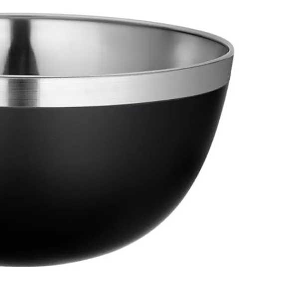 Tallerkener & Bordservicer>Skål i rustfrit stål, høj salatskål til frugt og grøntsager, TILLY, mat sort, 19 cm, 2 liter, 2000 ml