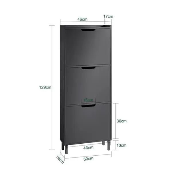 Tøj- & Garderobeopbevaring>Sko Skab, FSR151-H-SCH, 19x91/129x50 cm, Brun
