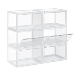 Tøj- & Garderobeopbevaring>Skobokse - 6 stykker - Stabelbar - Plastboks - Bokse - 46, 36 x 28 x 22 cm, gennemsigtig