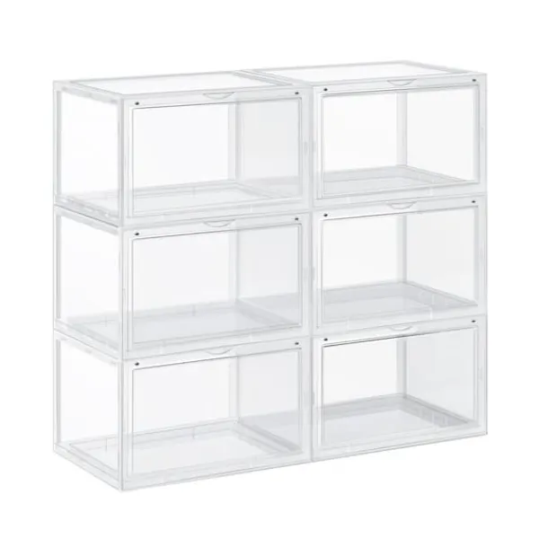 Tøj- & Garderobeopbevaring>Skobokse - 6 stykker - Stabelbar - Plastboks - Bokse - 46, 36 x 28 x 22 cm, gennemsigtig