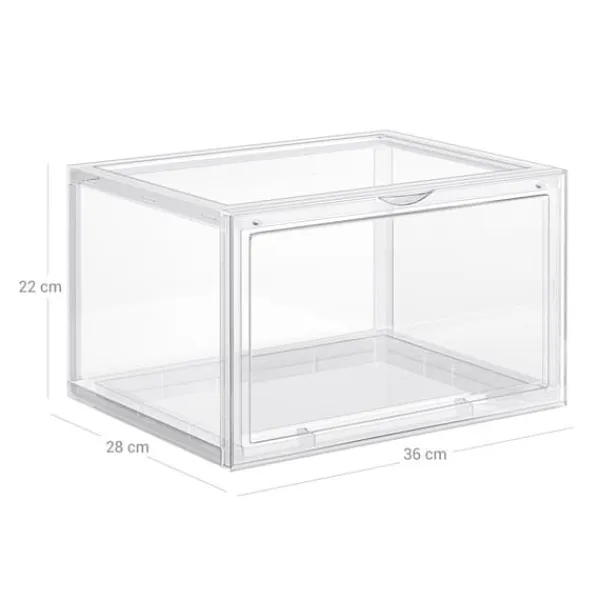 Tøj- & Garderobeopbevaring>Skobokse - 6 stykker - Stabelbar - Plastboks - Bokse - 46, 36 x 28 x 22 cm, gennemsigtig