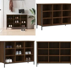 Tøj- & Garderobeopbevaring>Skoskab 100x35x70 cm konstrueret træ brun egetræ - Skoreol - Skoreoler - Home & Living