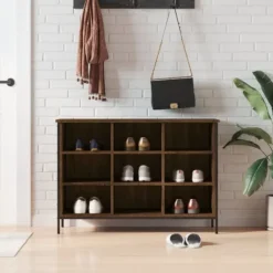 Tøj- & Garderobeopbevaring>Skoskab 100x35x70 cm konstrueret træ brun egetræ - Skoreol - Skoreoler - Home & Living