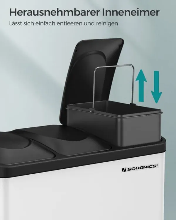 Affaldssorteringsspande>Skraldespand – 3 x 15 liter – med låg og inderspand – hvid og sort