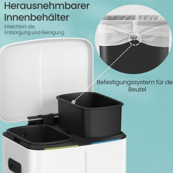 Skraldespand – Affaldssorteringssystem 2 rum – Hvid Outlet