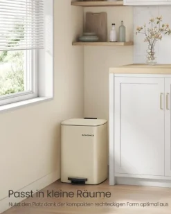 Skraldespand 20 liter - Stilfuldt stål - Sandbeige New