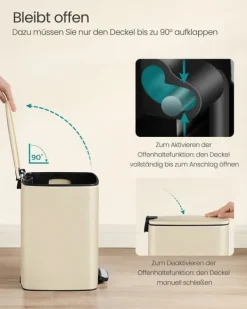 Skraldespand 20 liter - Stilfuldt stål - Sandbeige New
