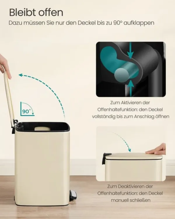 Skraldespand 20 liter - Stilfuldt stål - Sandbeige New