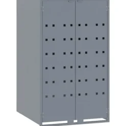 Skraldespandsskjuler i stål - 5 rum | Farve: Grå | Størrelse: 345x79x117 cm
