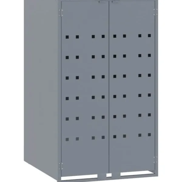 Skraldespandsskjuler i stål - 5 rum | Farve: Grå | Størrelse: 345x79x117 cm
