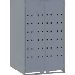 Skraldespandsskjuler i stål - 6 rum | Farve: Grå | Størrelse: 414x79x117 cm Best