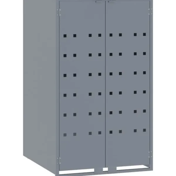 Skraldespandsskjuler i stål - 6 rum | Farve: Grå | Størrelse: 414x79x117 cm Best