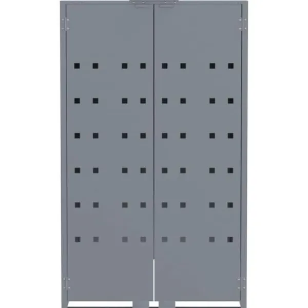 Skraldespandsskjuler i stål - 6 rum | Farve: Grå | Størrelse: 414x79x117 cm Best