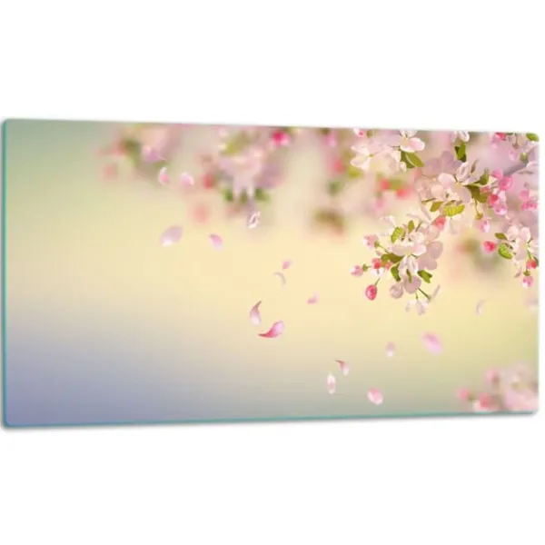 Serveringsfad & Skåle>SKÆREBRÆT I GLAS 52x30 BLOMSTER