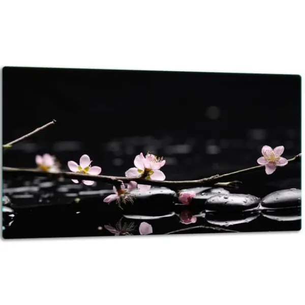 Skeer & Skovle>SKÆREBRÆT I GLAS 52x30 BLOMSTER