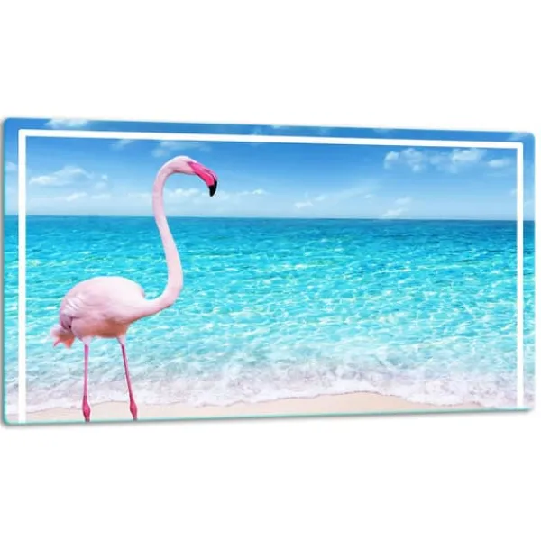 Skeer & Skovle>SKÆREBRÆT I GLAS 52x30 FLAMINGO