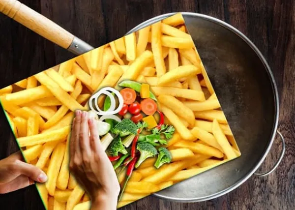 Bordskånere>SKÆREBRÆT I GLAS 52x40 POMMES FRITES