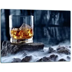 Mad- & Drikkeskabeloner>SKÆREBRÆT I GLAS 52x40 WHISKY