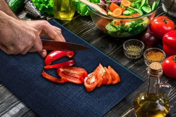Grydelapper & Grillvanter>SKÆREBRÆT MED GLAS 52X40 MARINEBLÅ