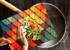SKÆREBRÆT MED GLAS 52X40 MOSAIKFARVE Sale