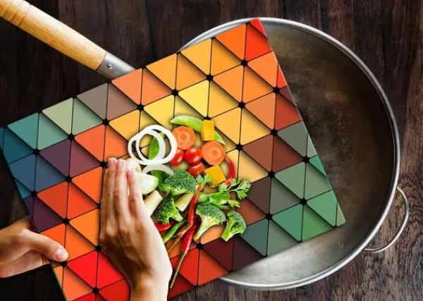 SKÆREBRÆT MED GLAS 52X40 MOSAIKFARVE Sale