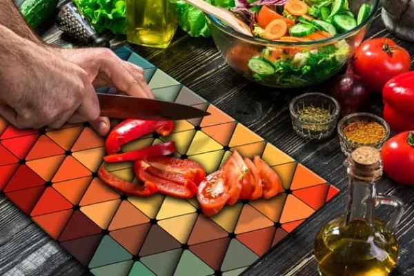 SKÆREBRÆT MED GLAS 52X40 MOSAIKFARVE Sale