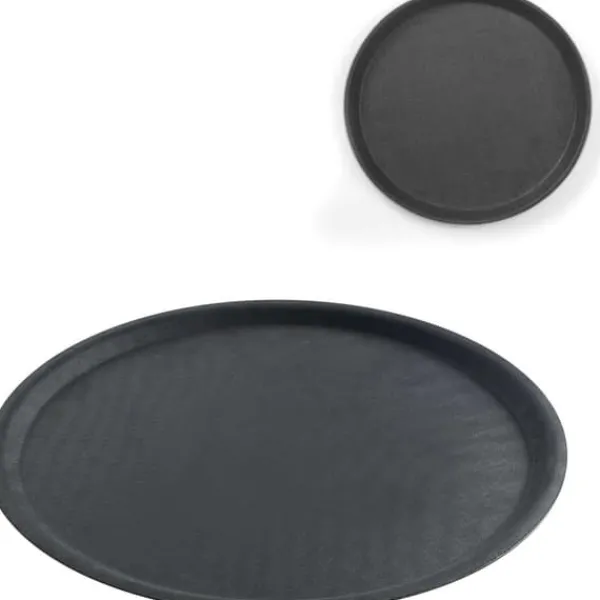 Serveringsfad & Skåle>Skridsikker tjenerbakke, rund, diameter. 40 cm - sort