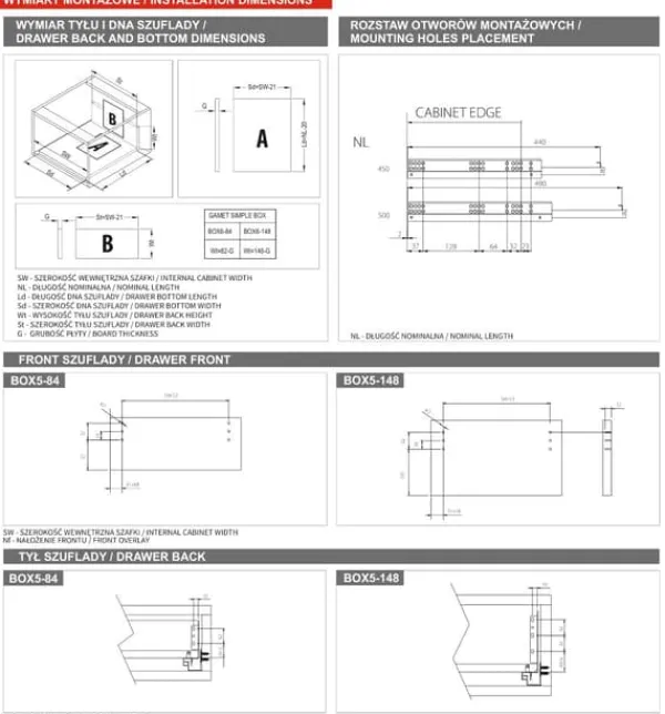 Skuffe GAMET SIMPLE BOX6, lav, hvid, 500 mm Sale