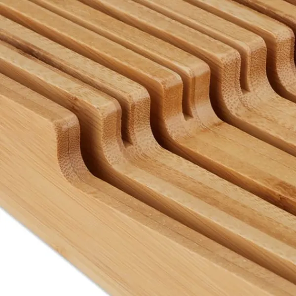 Opbevaringssystem Til Køkkenskuffer>Skuffe Knivorganisator, Bambus, 5.5x13x40 cm, Natur