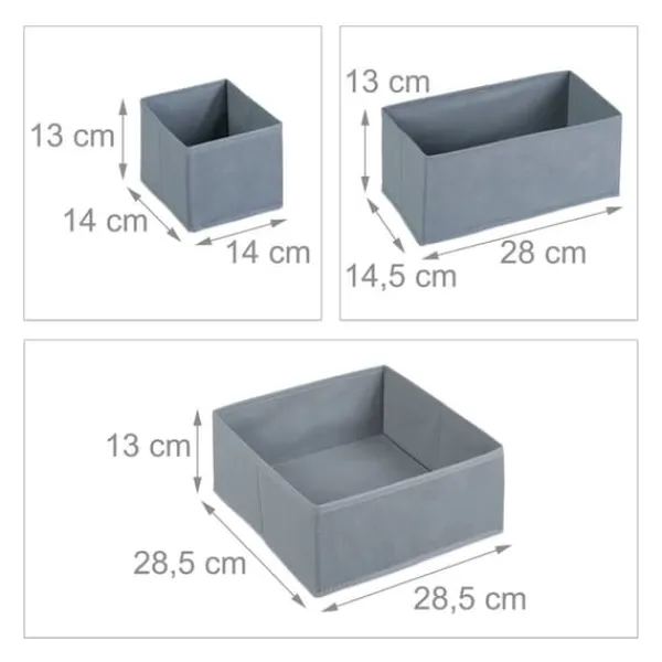 Opbevaringsæsker Til Hjemmet>Skuffeorganisator sæt, 28.5x28.5x13 cm, Grå