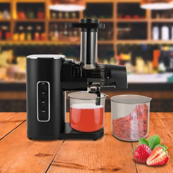 Slow Juicer Koldpresser - Elektrisk saftpresser - Stor kapacitet - Justerbar hastighed - Skridsikre fødder - Nem at rengøre - Sort Best