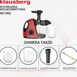 Slow juicer 150W til frugt og grønt KOLDPRESSE KLAUSBERG KB-7865 Best
