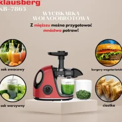 Slow juicer 150W til frugt og grønt KOLDPRESSE KLAUSBERG KB-7865 Best